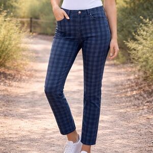 INC International Concepts Women’s Blue Plaid Skinny Jeans Regular Fit 14